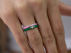 14K Gold Personalized Diamond Enamel Ring – Evania