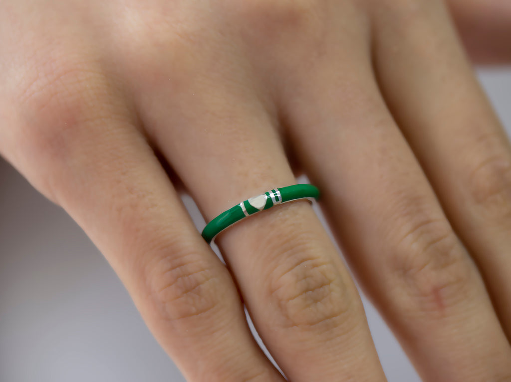 14K Gold Personalized Diamond Enamel Ring – Evania