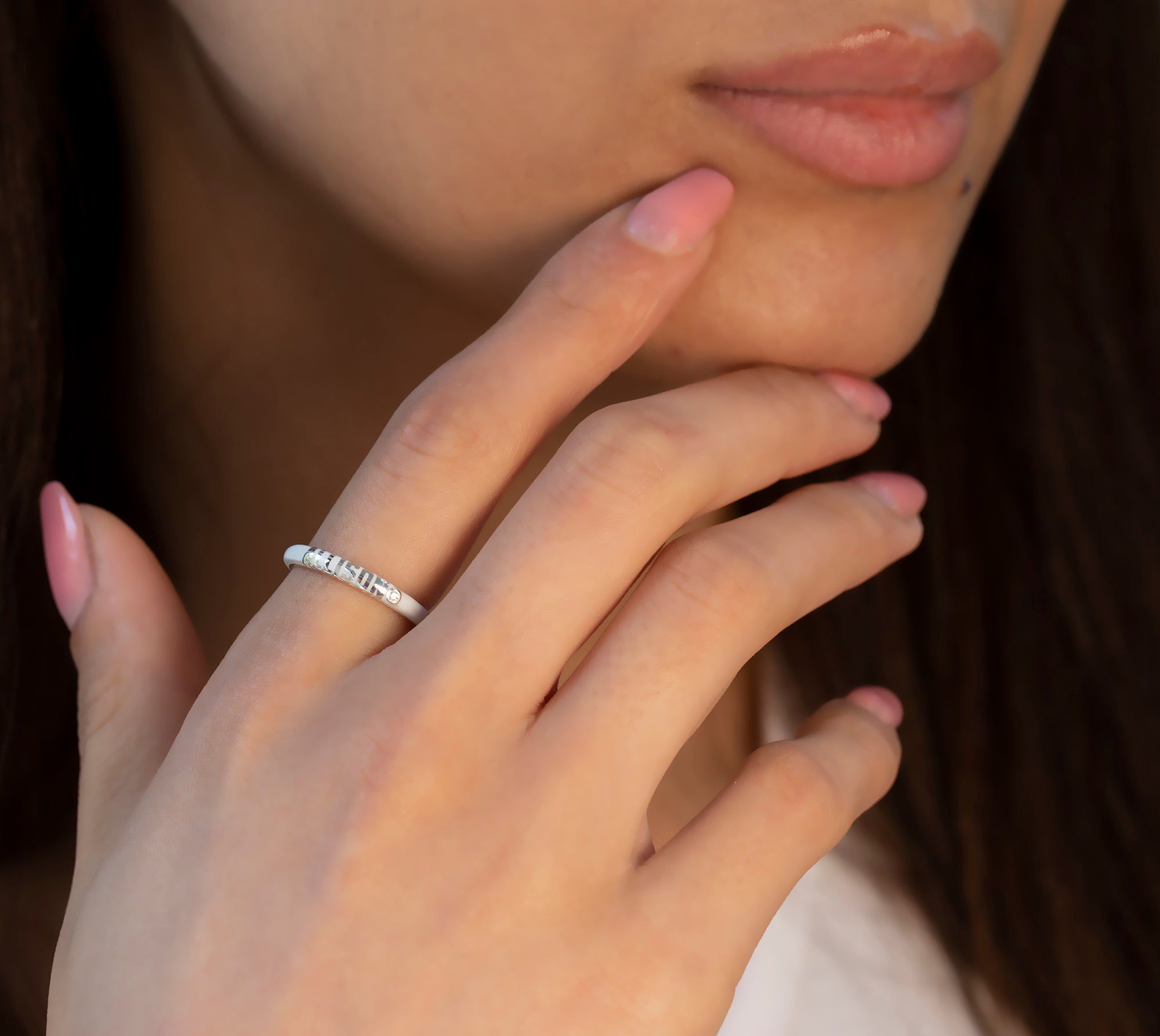 14K Gold Personalized Diamond Enamel Ring – Evania