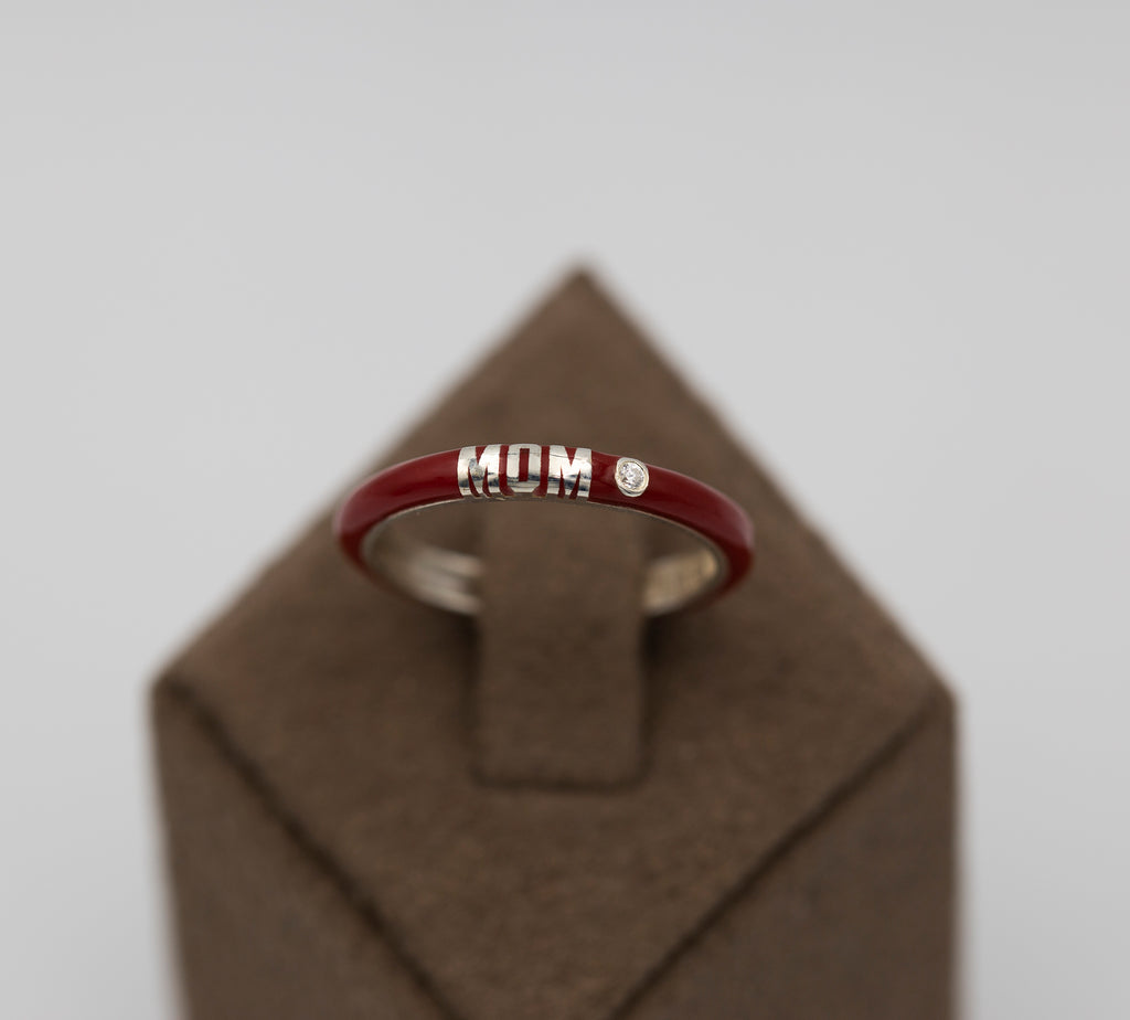 14K Gold Personalized Diamond Enamel Ring – Evania