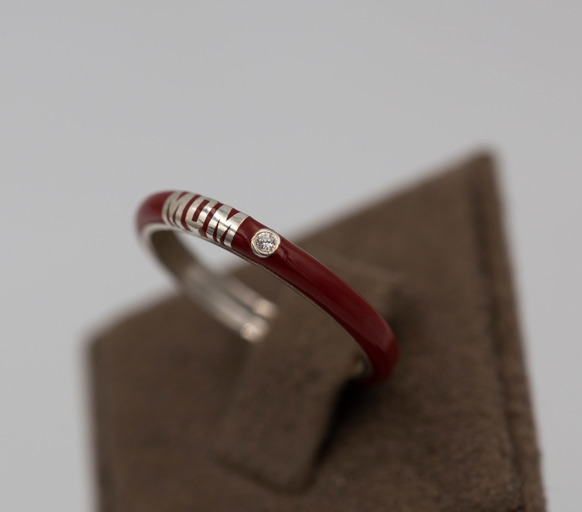 14K Gold Personalized Diamond Enamel Ring – Evania