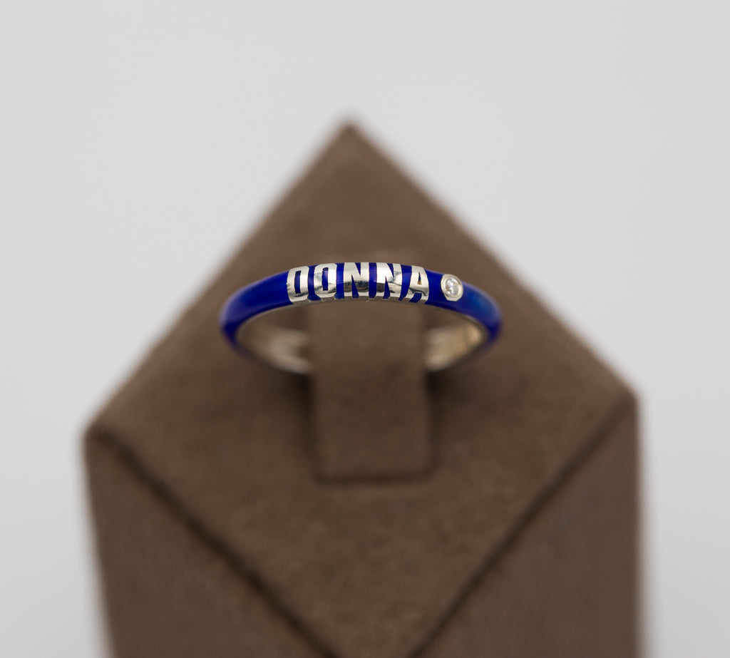 14K Gold Personalized Diamond Enamel Ring – Evania