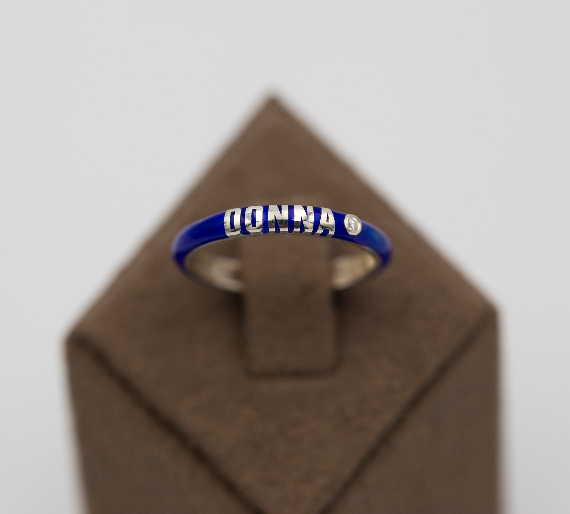 14K Gold Personalized Diamond Enamel Ring – Evania