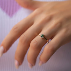 14K Gold Emerald & Diamond Pear Ring – Astra