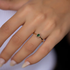 14K Gold Emerald & Diamond Pear Ring – Astra