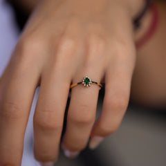 14K Gold Emerald & Diamond Pear Ring – Astra