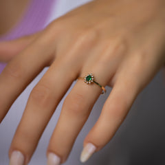 14K Gold Emerald & Diamond Pear Ring – Astra