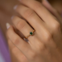 14K Gold Emerald & Diamond Pear Ring – Astra