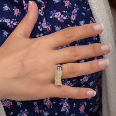 14K Solid Gold Name Ring With Enamel National Flag/ 14K Gold Personalized Name Ring/ Gold Custom Letter Flag Ring/ Personalized Gifts