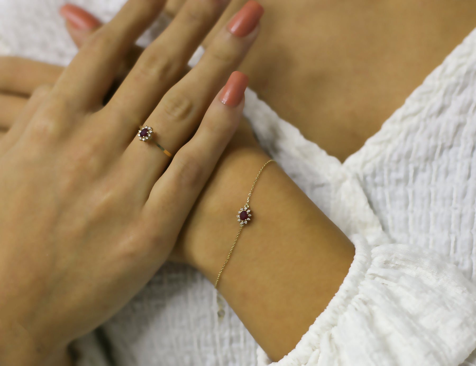 14K Gold Ruby & Diamond Oval Bracelet – Astra