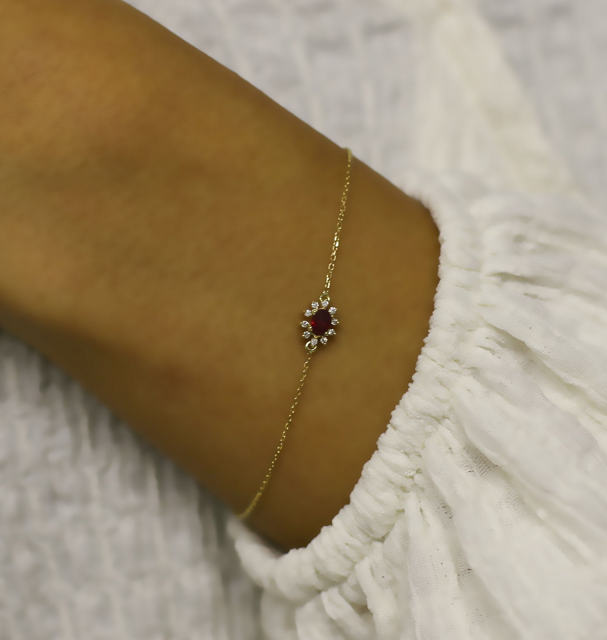 14K Gold Ruby & Diamond Oval Bracelet – Astra