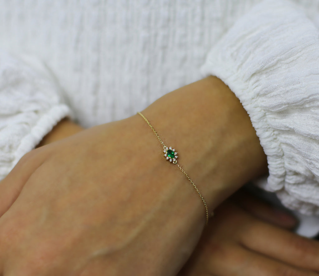14K Gold Emerald & Diamond Oval Bracelet – Astra