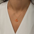 14k Gold Diamond Enamel Initial Necklace - Lureva