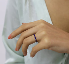 14K Gold Diamond Navy Blue Enamel Ring – Prisme