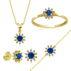 14K Gold Blue Sapphire & Diamond Round Bracelet – Astra