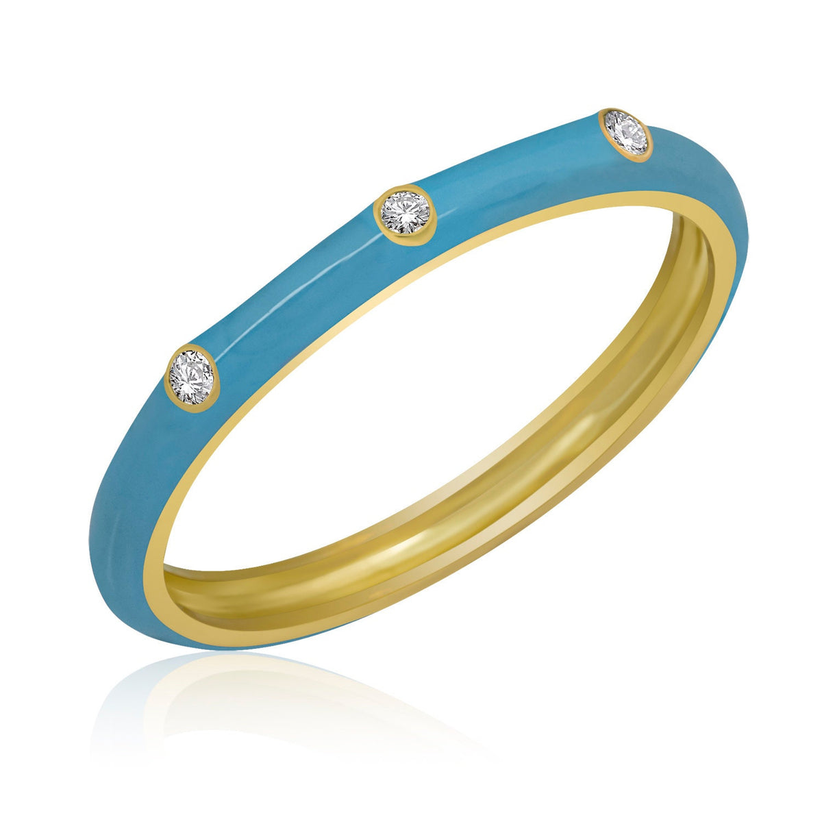 14K Gold Diamond Baby Blue Enamel Ring/ Colourful Gold Diamond Rings / Diamond Stackable Ring/ Birthday Gifts / Christmas Gifts