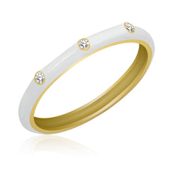14K Gold Diamond White Enamel Ring – Prisme