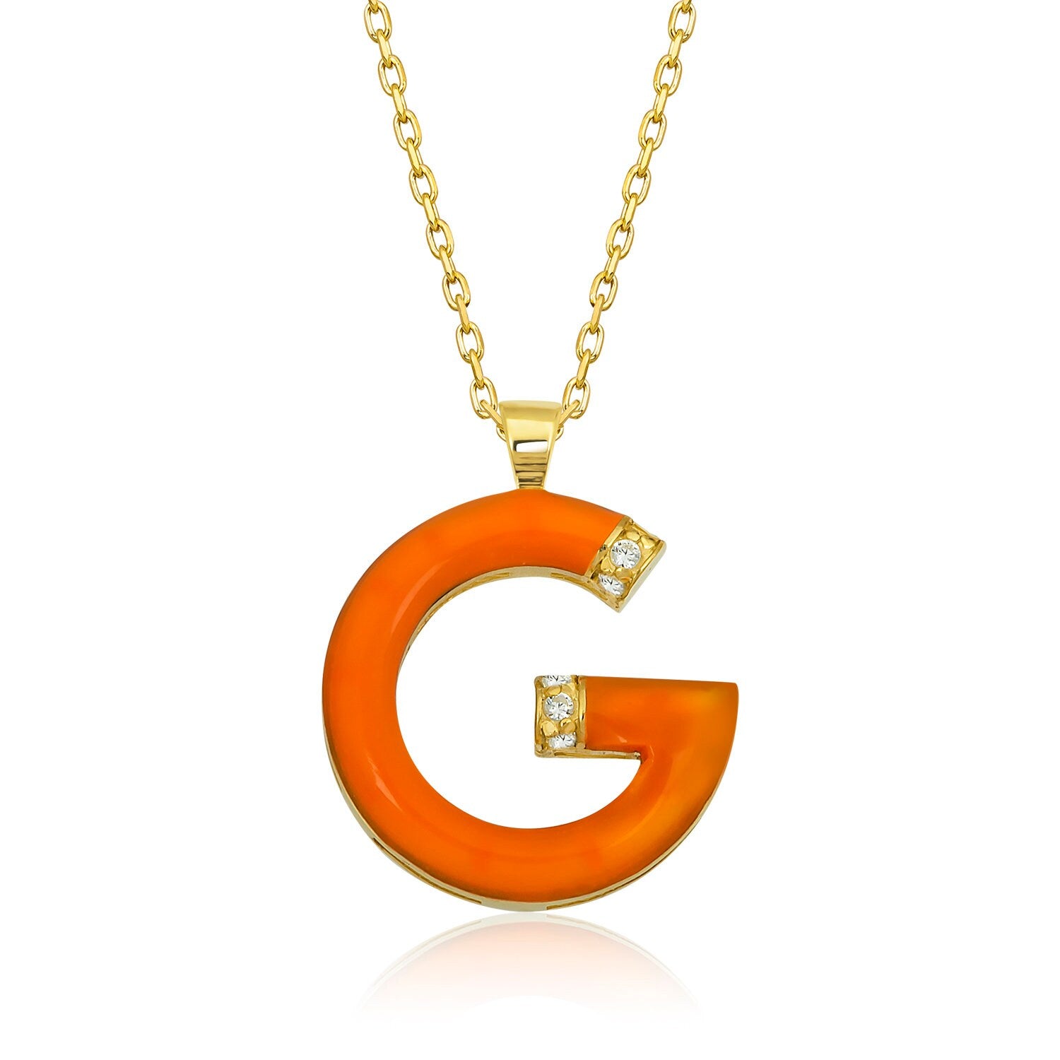 14K Gold Diamond Enamel Initial Necklace – Lureva