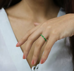 14K Gold Diamond Green Enamel Ring – Prisme