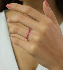 14K Gold Diamond Pink Enamel Ring – Prisme