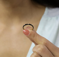 14K Gold Diamond Black Enamel Ring – Prisme