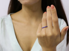 14K Gold Diamond Pearl Blue Enamel Ring – Prisme