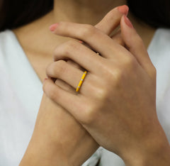 14K Gold Diamond Warm Yellow Enamel Ring – Prisme