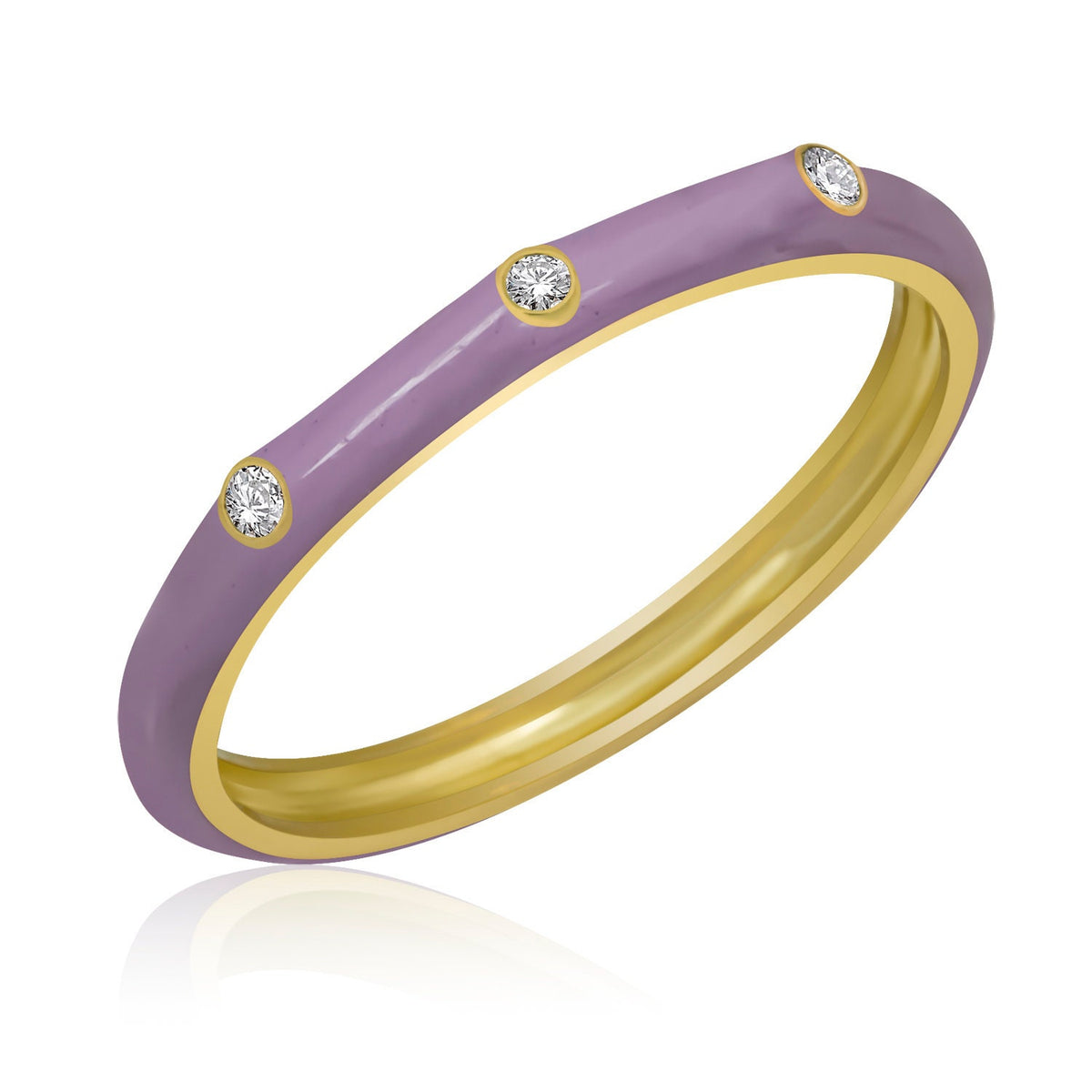 14K Gold Diamond Lilac Enamel Ring/ Colourful Enamel Gold Diamond Rings / Diamond Stackable Ring/ Mothers Day Gift/ Birthday Gifts for Her