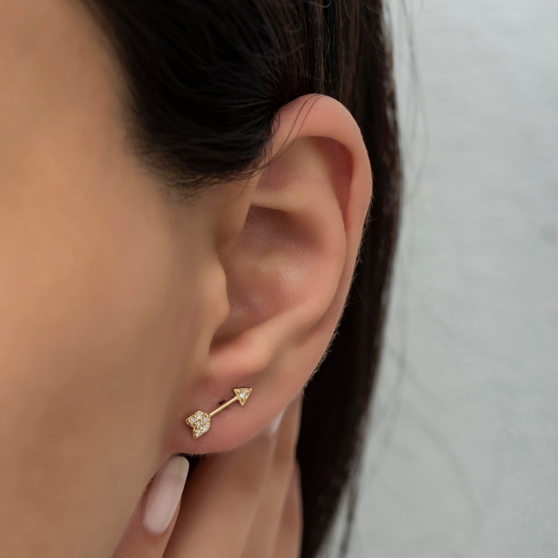 14K Gold Diamond Arrow Stud Earrings – Arcus