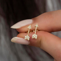 14K Gold Diamond Arrow Stud Earrings – Arcus
