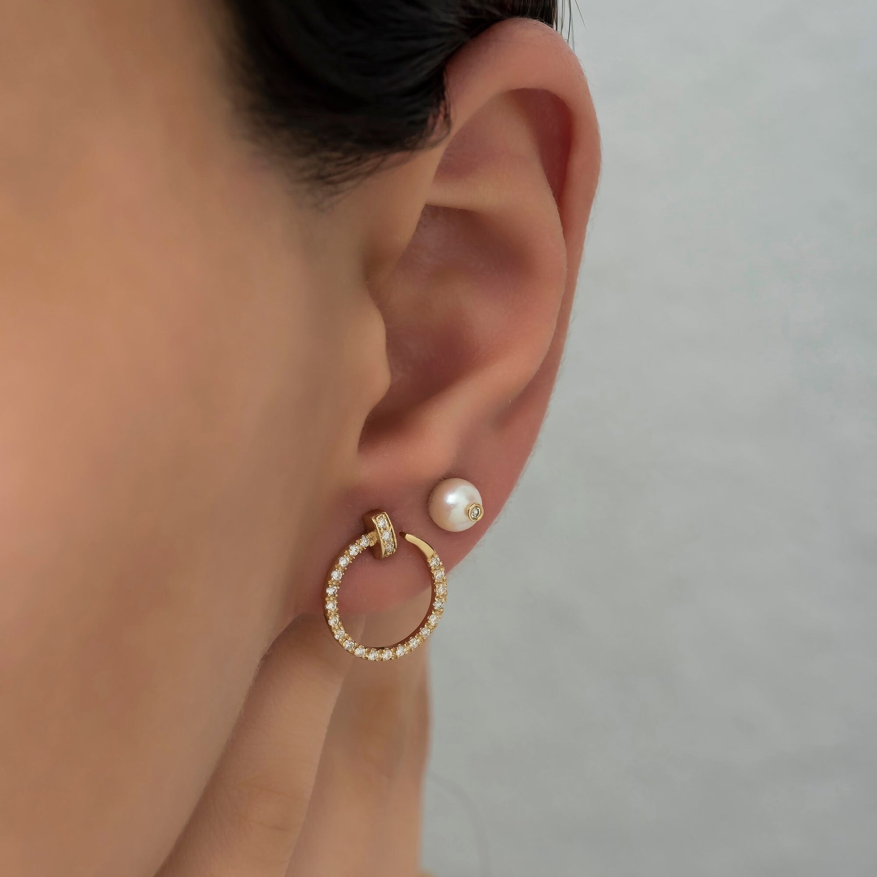 14K Gold Diamond Open Circle Stud Earrings – Cirvyn