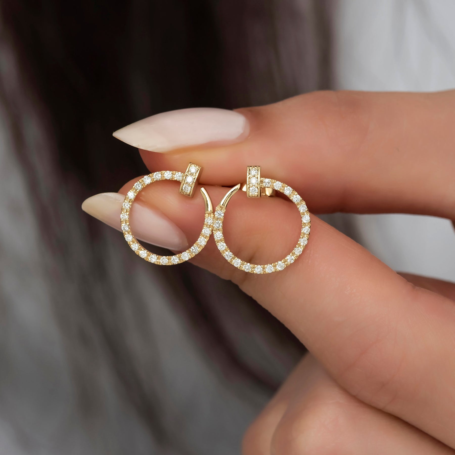 14K Gold Diamond Open Circle Stud Earrings – Cirvyn