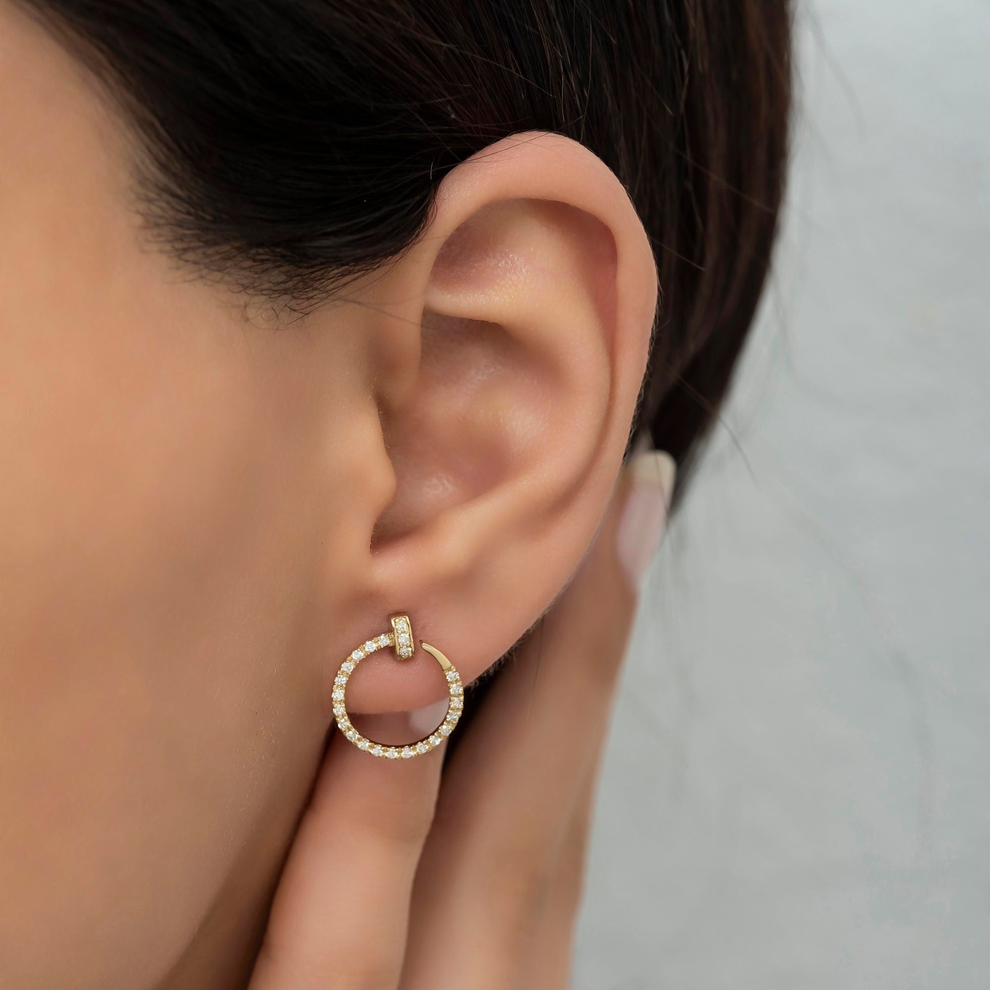 14K Gold Diamond Open Circle Stud Earrings – Cirvyn