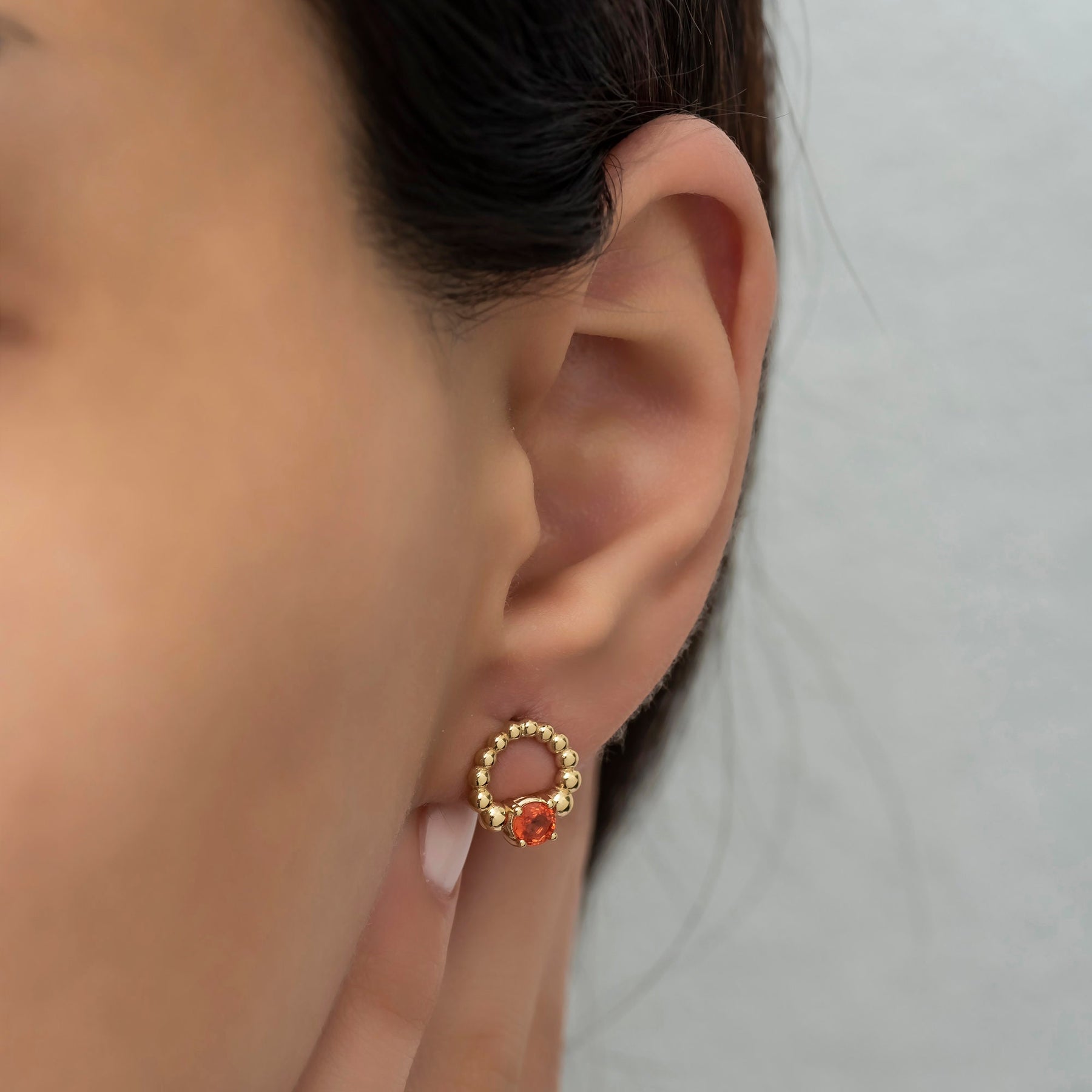 14 Ayar Altın Turuncu Safir Küpeler – Solara 