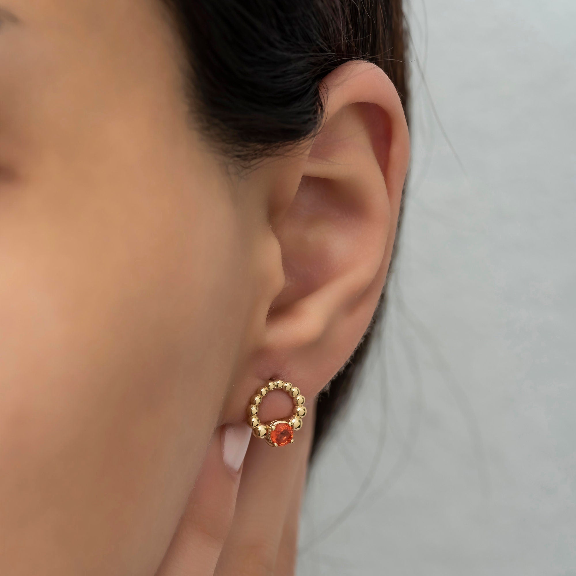 14K Gold Orange Sapphire Stud Earrings – Solara