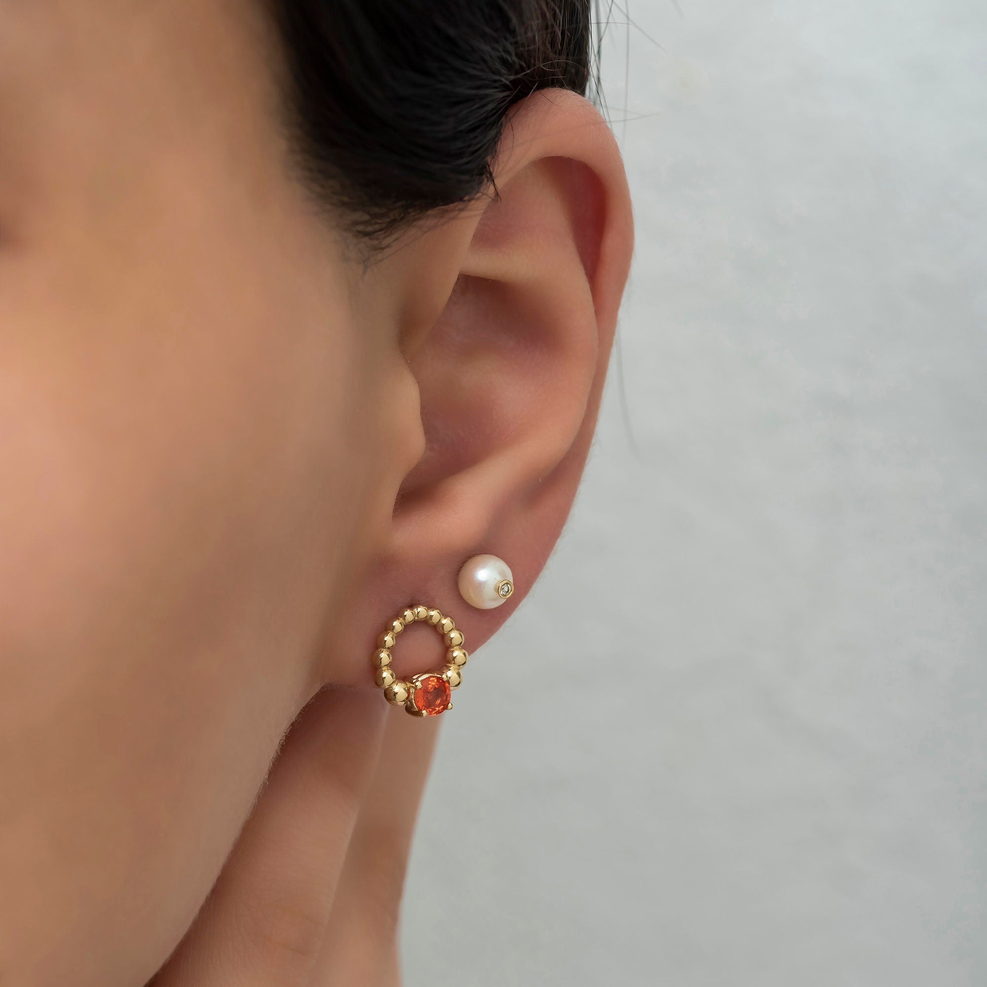 14K Gold Orange Sapphire Stud Earrings – Solara