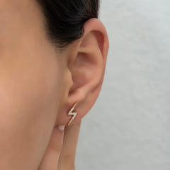 14K Gold Diamond Lightning Bolt Stud Earrings – Volt