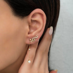 14K Gold Diamond Treble Clef Stud Earrings — Lyra