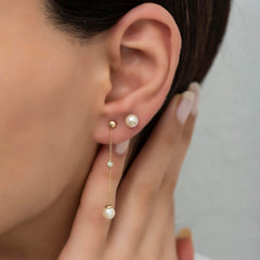 14K Gold Diamond Pearl Earrings — Serene