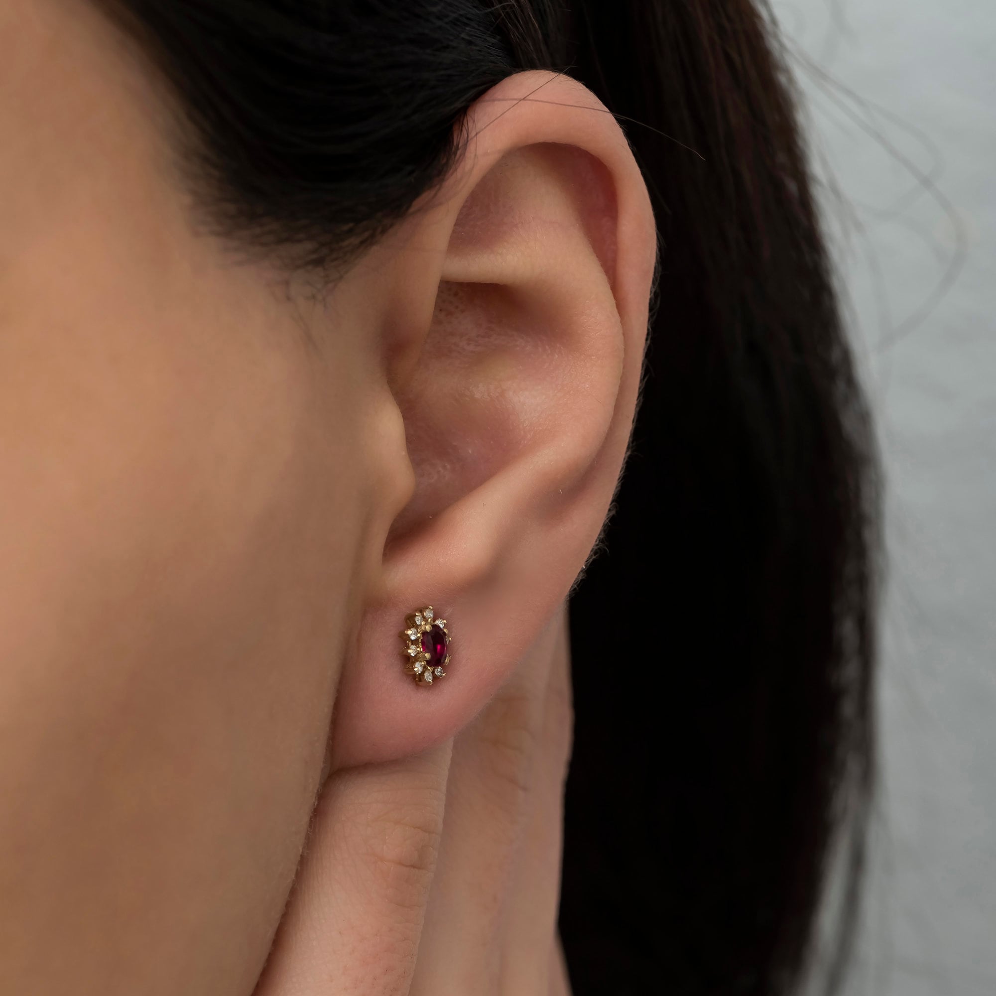 14K Gold Ruby & Diamond Oval Earrings – Astra