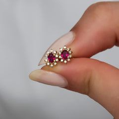 14K Gold Ruby & Diamond Oval Earrings – Astra