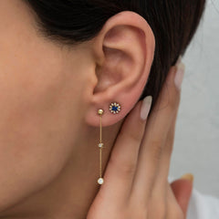 14K Gold Blue Sapphire & Diamond Round Earrings – Astra