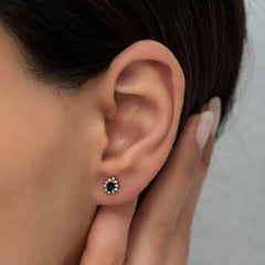 14K Gold Blue Sapphire & Diamond Pear Earrings – Astra