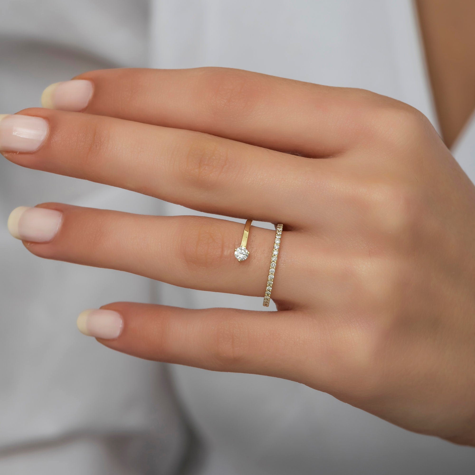 14K Gold Unique Diamond Engagement Ring – Norelle