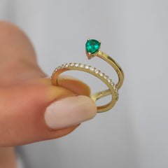 14K Gold Pear Emerald & Diamond Ring – Elviera