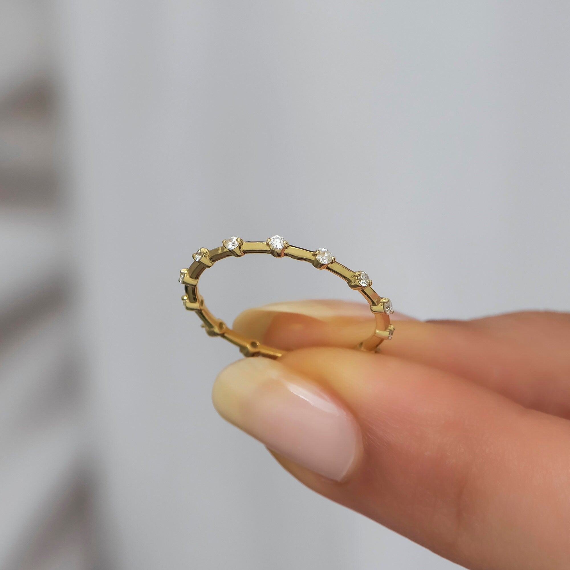 14K Gold Full Eternity Diamond Band – Lureine