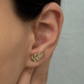 14K Gold Diamond Leaf Stud Earrings – Sylva