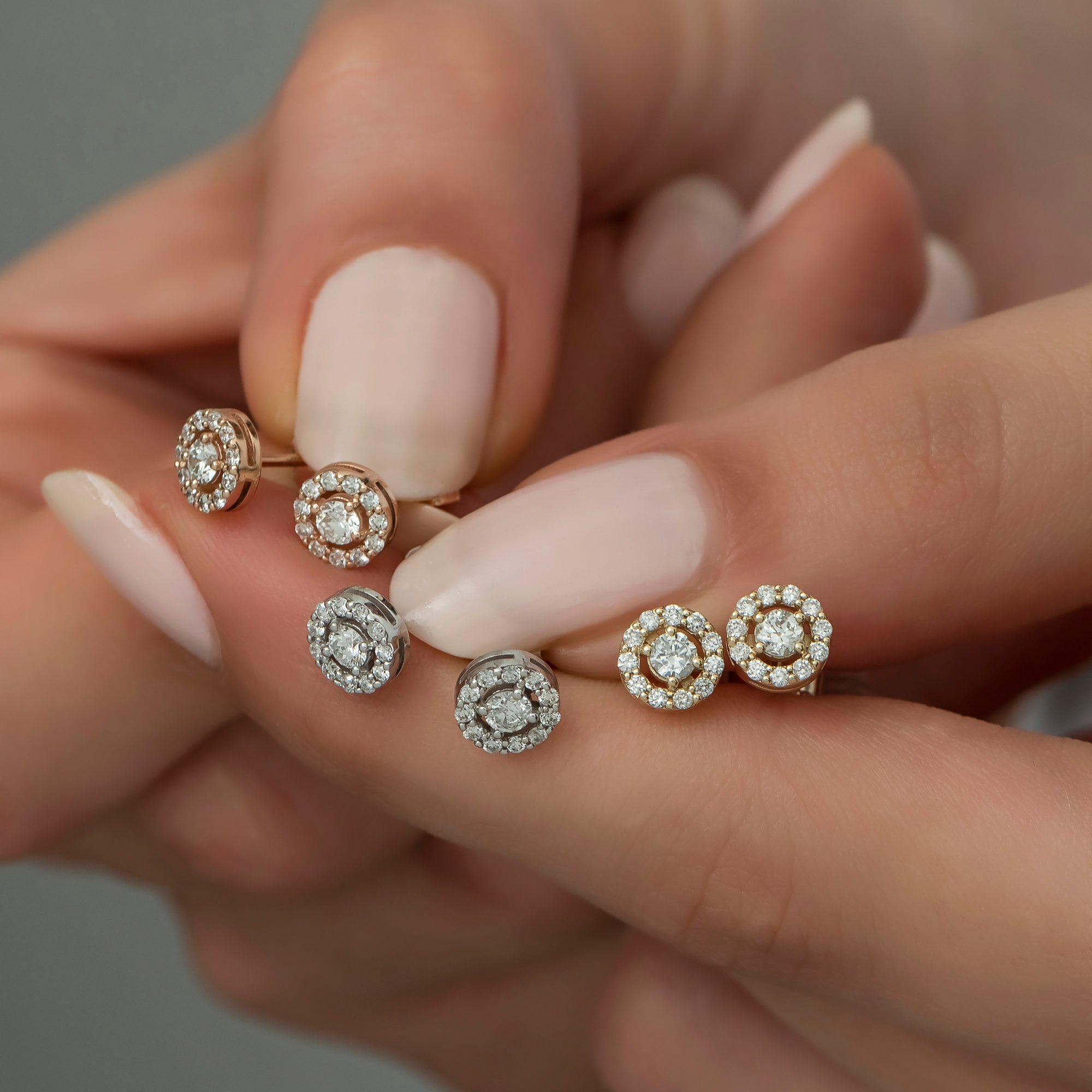 14K Gold Diamond Halo Stud Earrings — Liora