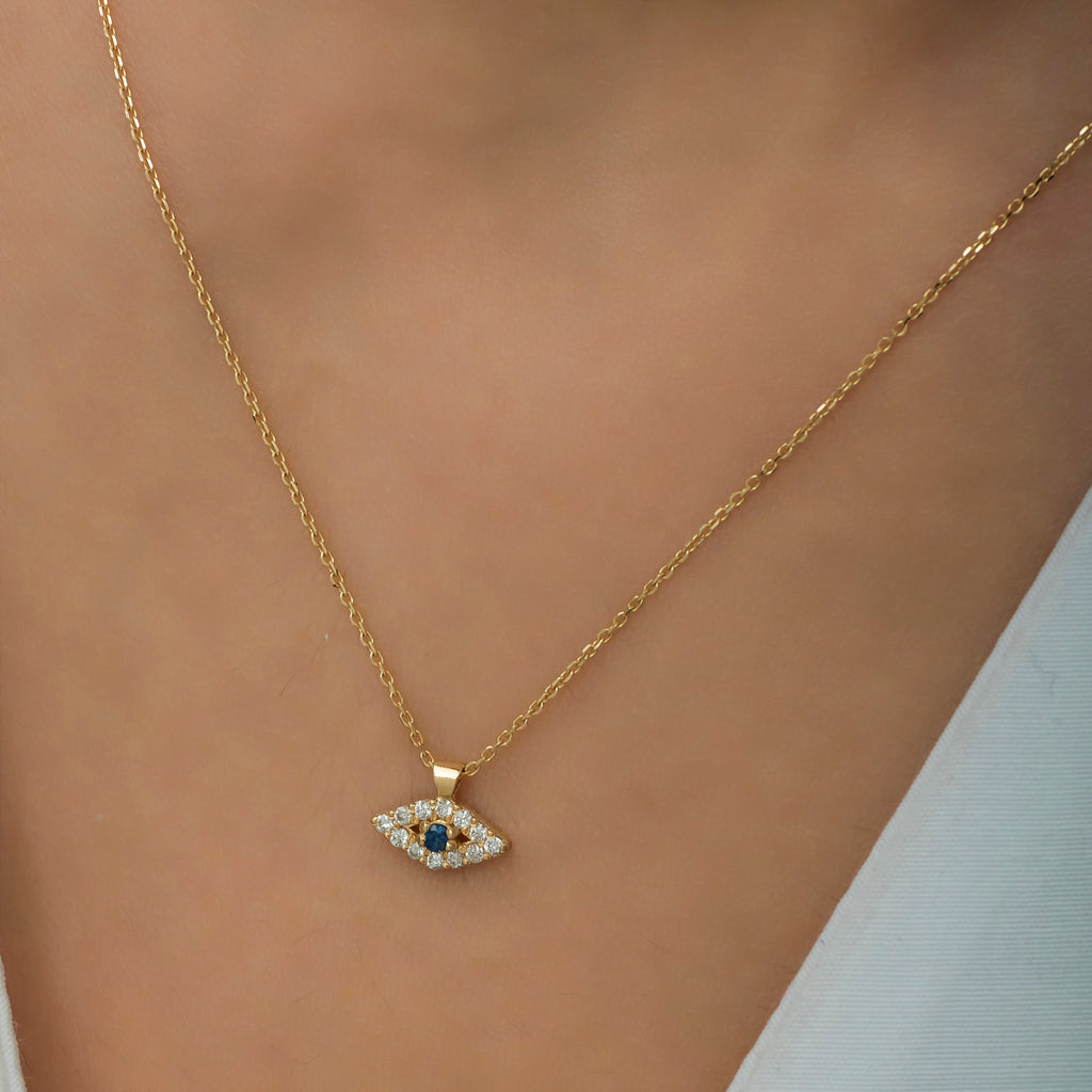 14K Gold Diamond Evil Eye Necklace – Sentinel