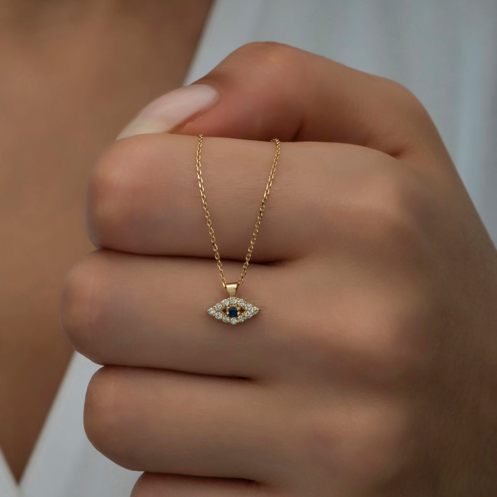 14K Gold Diamond Evil Eye Necklace – Sentinel